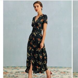 RIHOAS Black Floral Maxi Dress